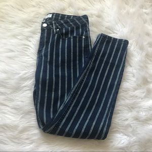 Blue and white stripped jeans